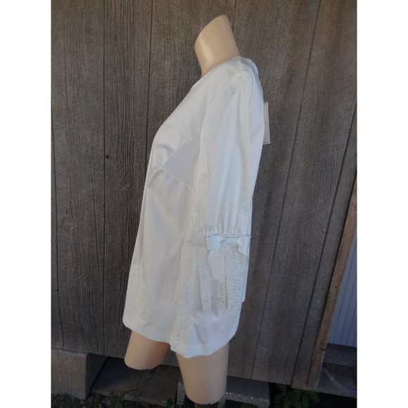 Ted Baker London Frolta 5 Cream Broderie TDF Lace Sleeves Cotton Washable AS IS - Picture 3 of 12